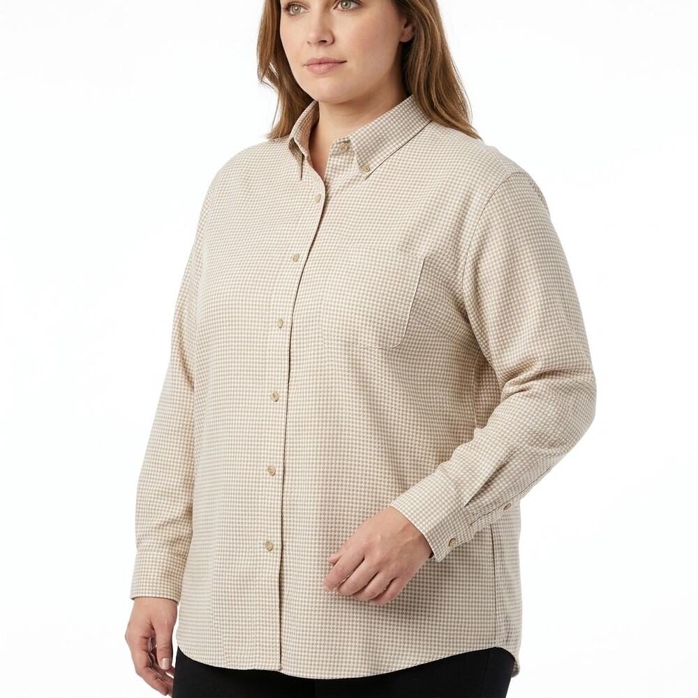 Roundtree & Yorke Perfect Beige Button-Up Shirt Women Size 2X